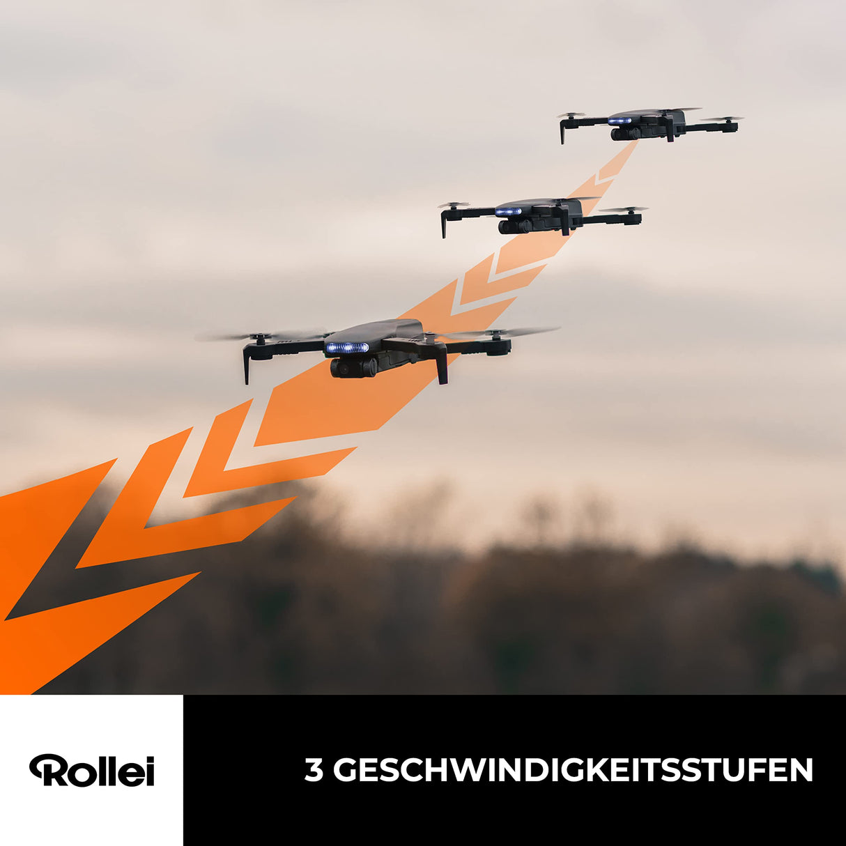 Rollei Fly 80 Combo Drone, transmisión de imagen WiFi en vivo, giroscopio de 6 ejes, cámara Full HD, tiempo de vuelo largo, control de aplicación e incluye servicio remoto