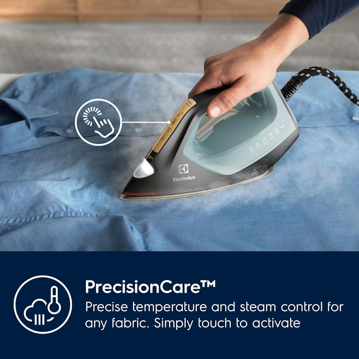 Electrolux Renew 800 Plancha con estación de vapor, modelo E8ST2-8OG, suela de acero inoxidable resistente a los arañazos, vapor de alta presión, función antical, de plástico reciclado, 2400 W, cable