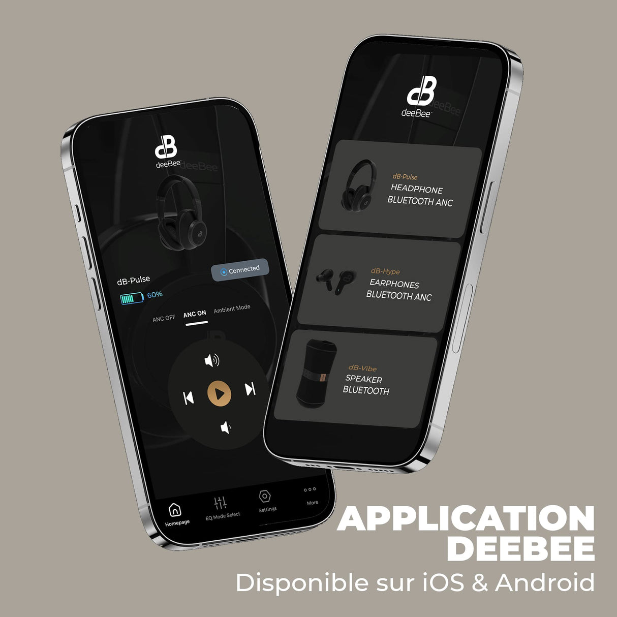 DeeBee dB-Pulse, Auriculares Bluetooth con Cancelación Activa de Ruido, 40mm, 40 Horas de Batería, Negro