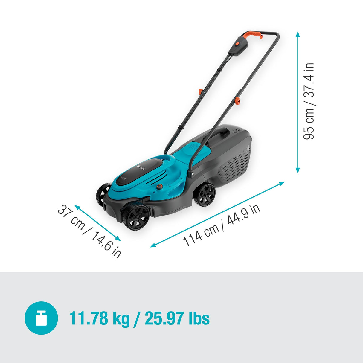 Gardena EasyMax 32/18V Cortacésped de Rendimiento Listo para Usar con batería P4A