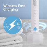 BarberBoss Cepillo de dientes eléctrico inteligente para adultos, 6 cabezales de repuesto, 5 modos de limpieza, sensor de presión, temporizador de intervalo cuádruple y carga USB, cepillo de dientes
