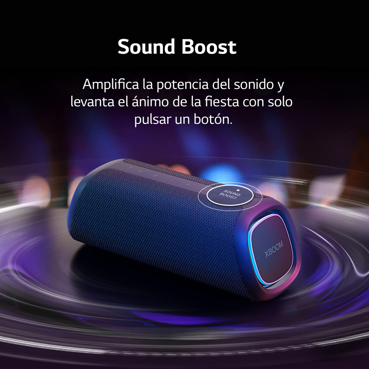 LG XBOOM Go XG7QBK - Altavoz Inalámbrico, Bluetooth, 40W, Sonido Sound Boost, Resistente al Agua IP67, Autonomía 24h, Color de Luces LED Variable, Amplia Conectividad, Color Antracita