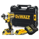 DEWALT DCF887D2-QW - Atornillador Impacto sin Escobillas XR 18 V, 2.0 Ah, 205 Nm, 3 Velocidades, Motor sin Escobillas, Luz LED Triple, Incluye 2 Baterías, Cargador Multivoltaje y Maletín de Transporte