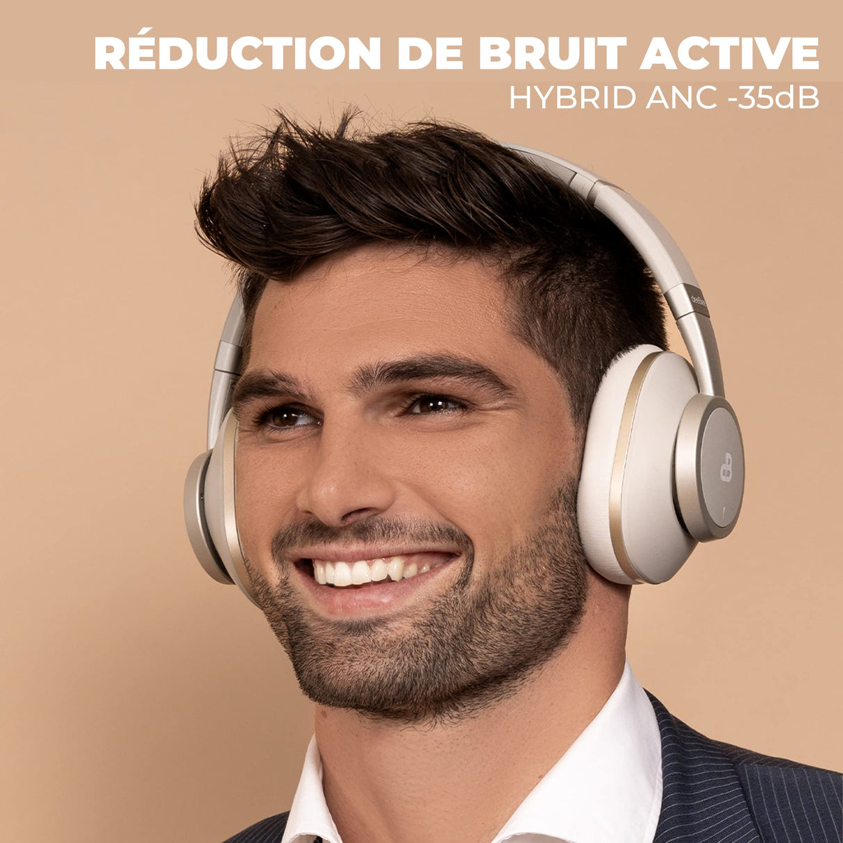 DeeBee dB-Pulse, Auriculares Bluetooth con Cancelación Activa de Ruido, 40mm, 40 Horas de Batería, Negro