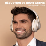 DeeBee dB-Pulse, Auriculares Bluetooth con Cancelación Activa de Ruido, 40mm, 40 Horas de Batería, Negro