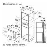 Siemens - Microondas Integrable IQ300, 60 cm, cookControl, Función Grill, 5 Niveles de Potencia, 800W, Negro, BE623LMB3