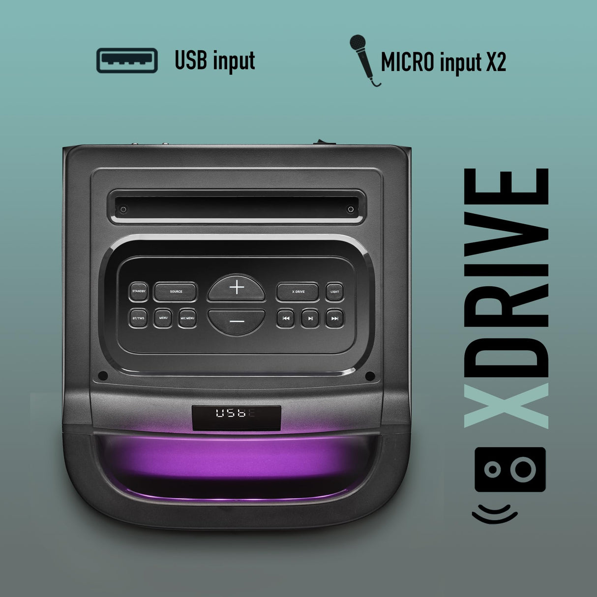 NGS Wild Space 2 - Altavoz Portátil, Compatible con Tecnología Bluetooth, True Wireless Stereo, Subwoofer + Doble Tweeter, Micro SD/USB/AUX IN, Ruedas, Color Negro
