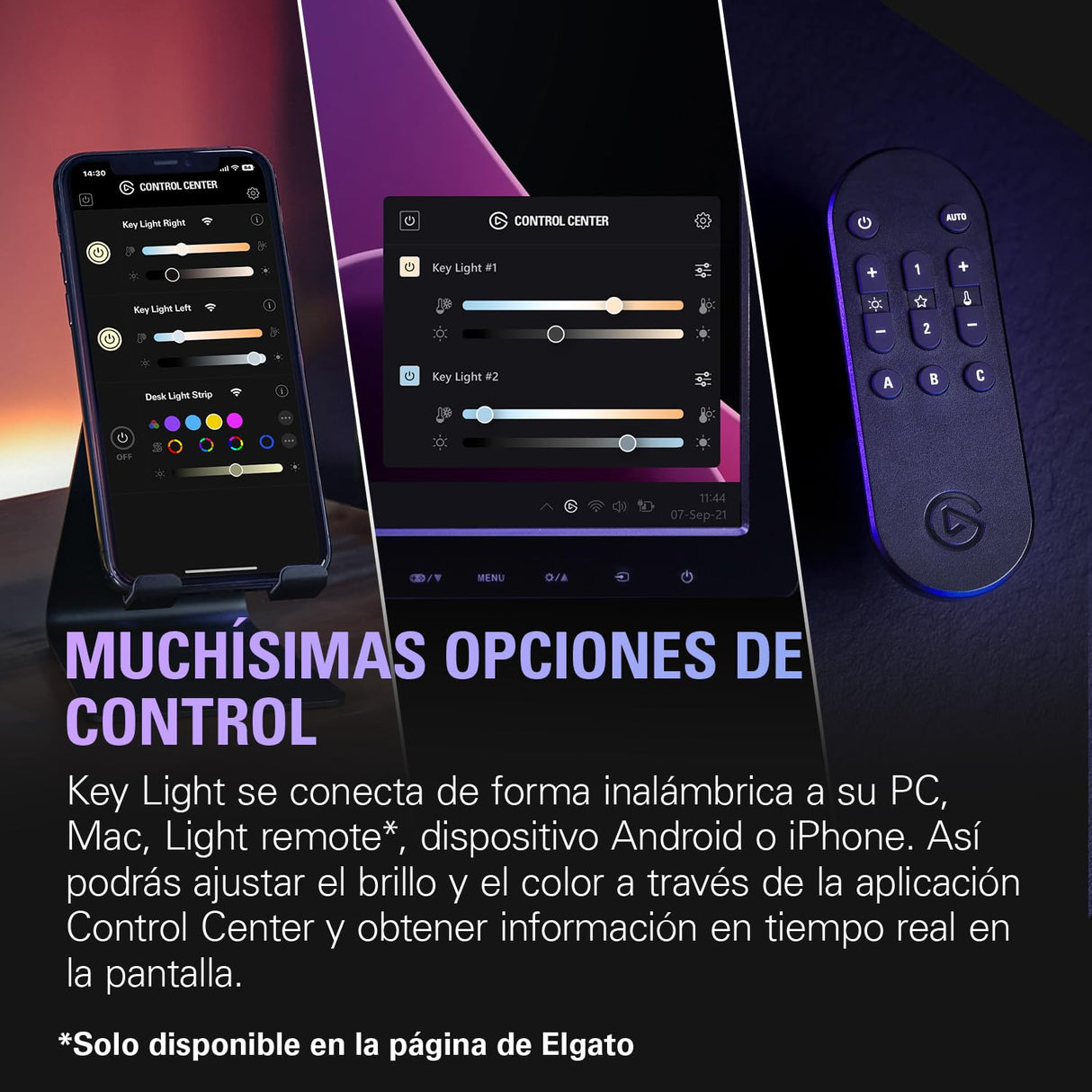 Elgato Key Light - Luz profesional de estudio de 2800 lúmenes, con soporte de escritorio para streaming, grabación y videoconferencia, temperatura y brillo ajustables con app en Mac, PC, iOS, Android