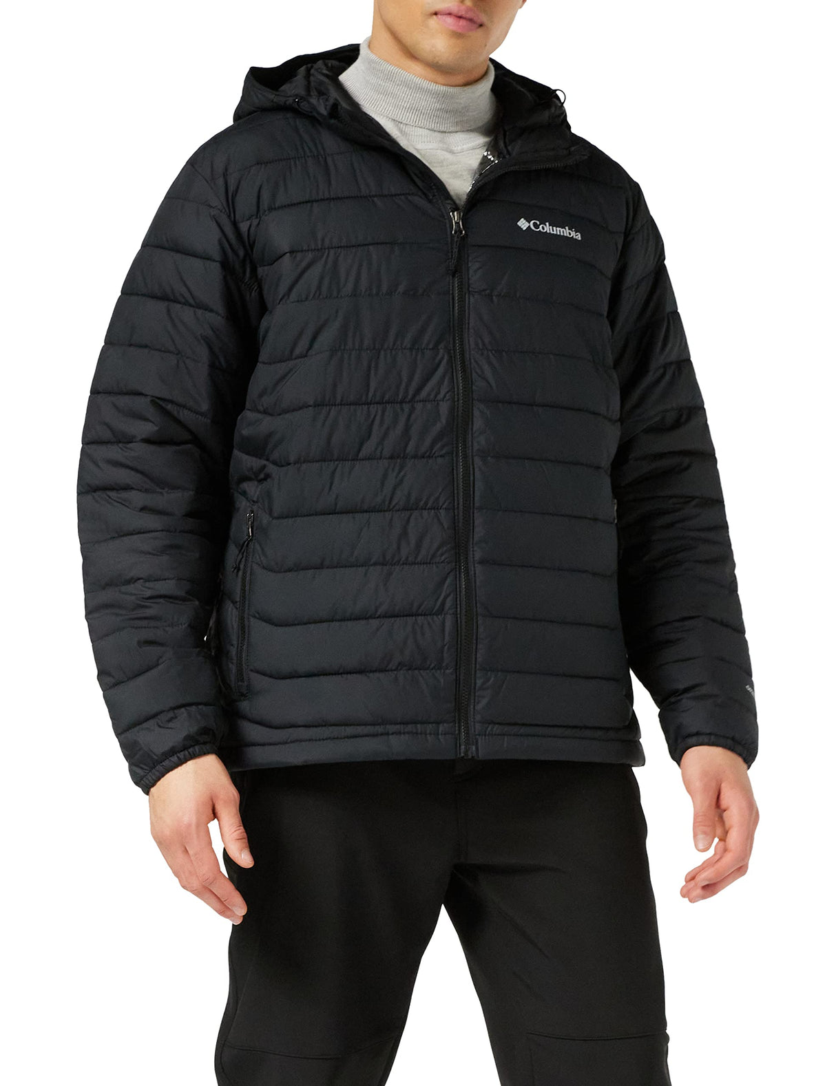 Columbia Powder Lite Hooded Jacket, Chaqueta Acolchada Con Capucha Hombre, Black, L