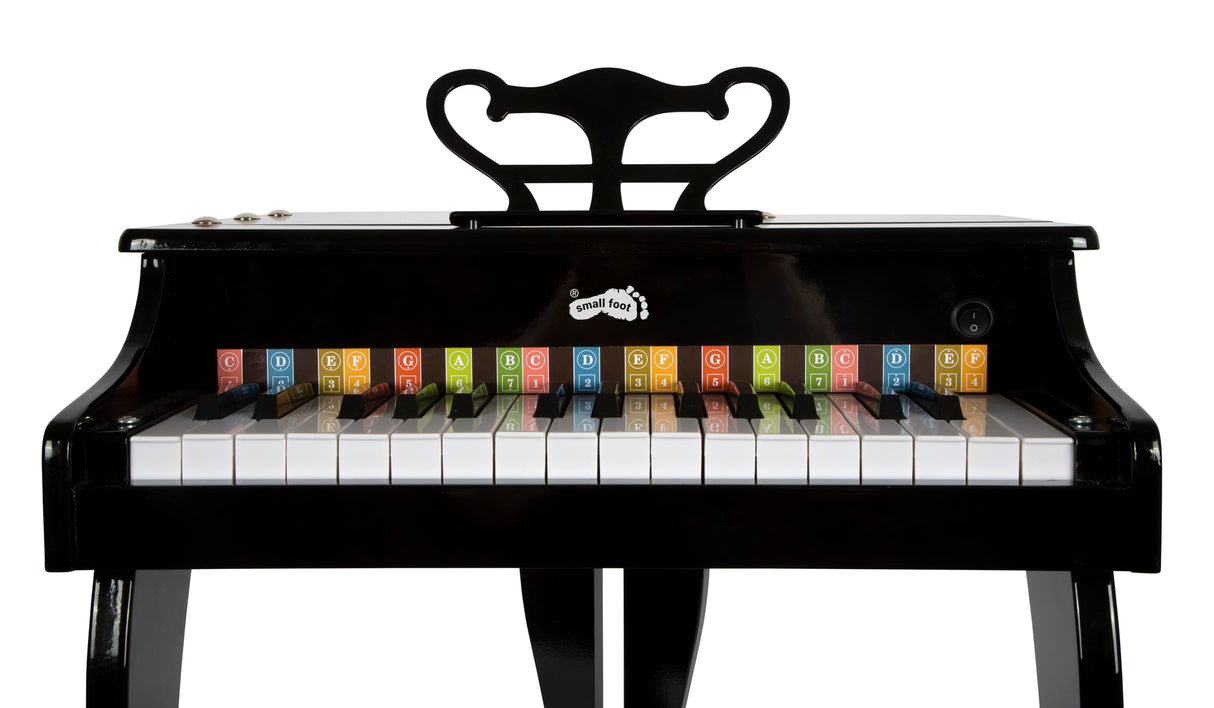 small foot Cola Infantil, Piano electrónico de Madera con Taburete, niños a Partir de 3 años, 12622, Color Black
