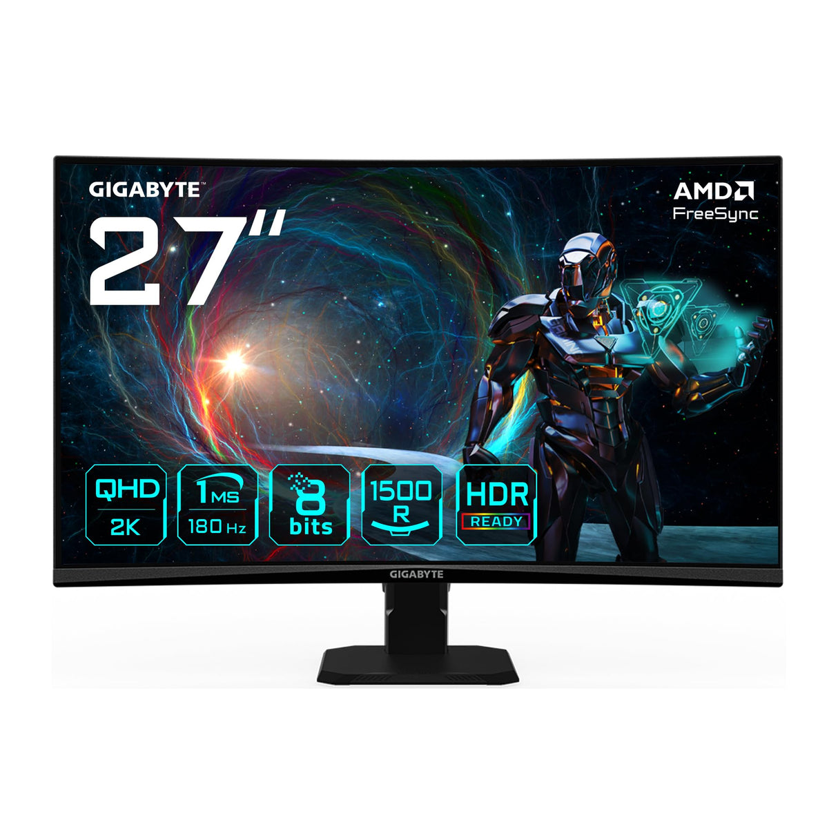 Gigabyte GS27QCA 27" Monitor Gaming Curvado QHD - 2560 x 1440, 180Hz, 1ms, 250 CD/m², FreeSync, HDR Ready, HDMI 2.0, DisplayPort 1.4