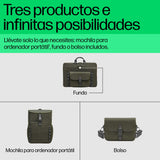 HP Mochila Modular para Portátiles de Hasta 15,6", 3 Productos en 1,Bolsillos Internos y Externos,Compartimentos Acolchados,Resistente al Agua,Correa de Hombro Extraíble,Creada con Material Reciclado