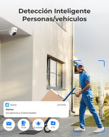 Reolink 5MP Kit Cámaras de Vigilancia PoE, con 4X 5MP Detección de Personas/Vehículos Cámaras IP PoE Exterior y 8CH 4K NVR con 2TB HDD, Grabación Continua, Vision Nocturna, RLK8-520D4-5MP
