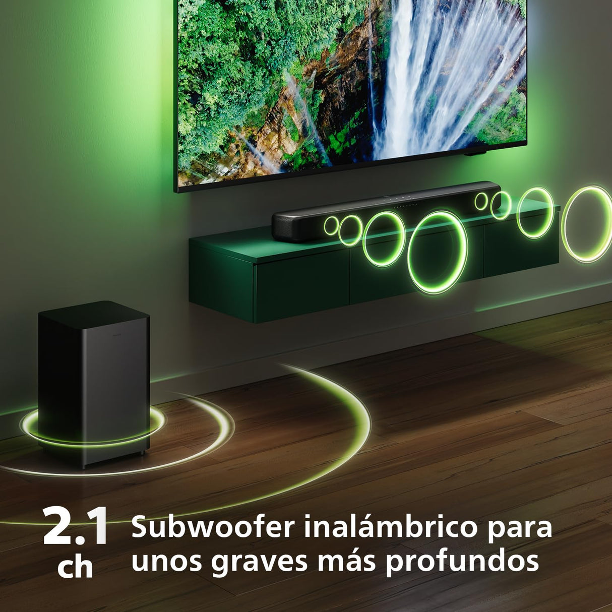 Philips TAB5309 Barra de Sonido 2.1 con subwoofer inalámbrico - Canales 2.1 de 240W, DTS Virtual X, Bluetooth 5.4, HDMI ARC, conexión óptica y conectividad USB - Gris Oscuro