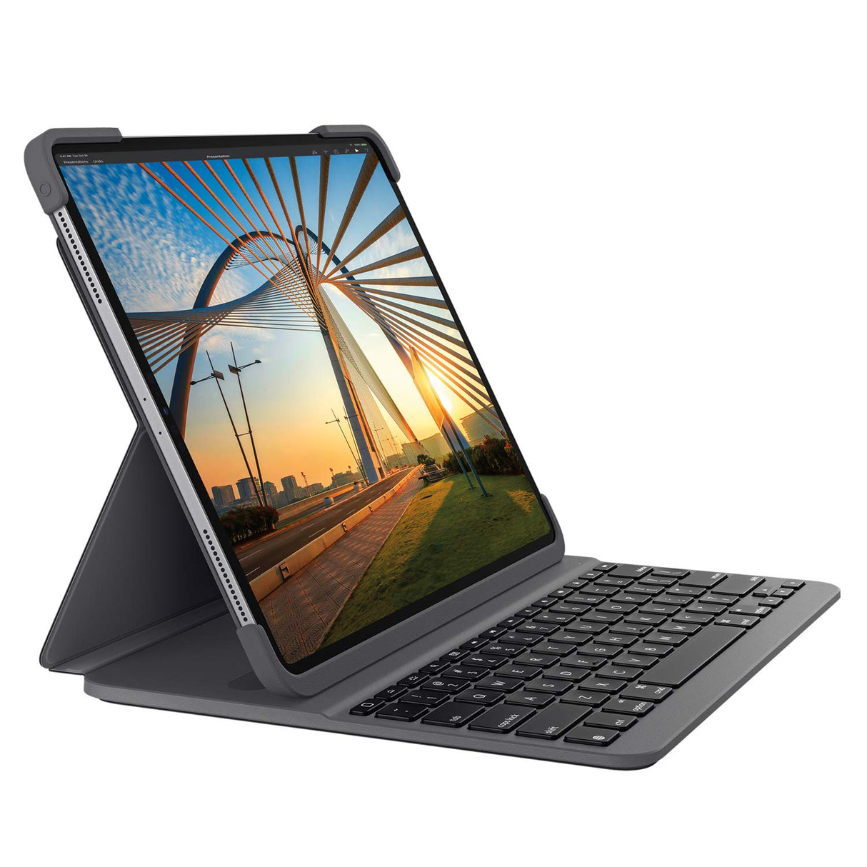 Logitech Slim Folio Pro para iPad Pro de 11 pulgadas 1a y 2a generación, Disposición QWERTY Pan Nordic, Gris