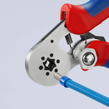 Knipex Alicate autoajustable para crimpar punteras huecas de acceso lateral cromado, con fundas multicomponentes 180 mm 97 55 14