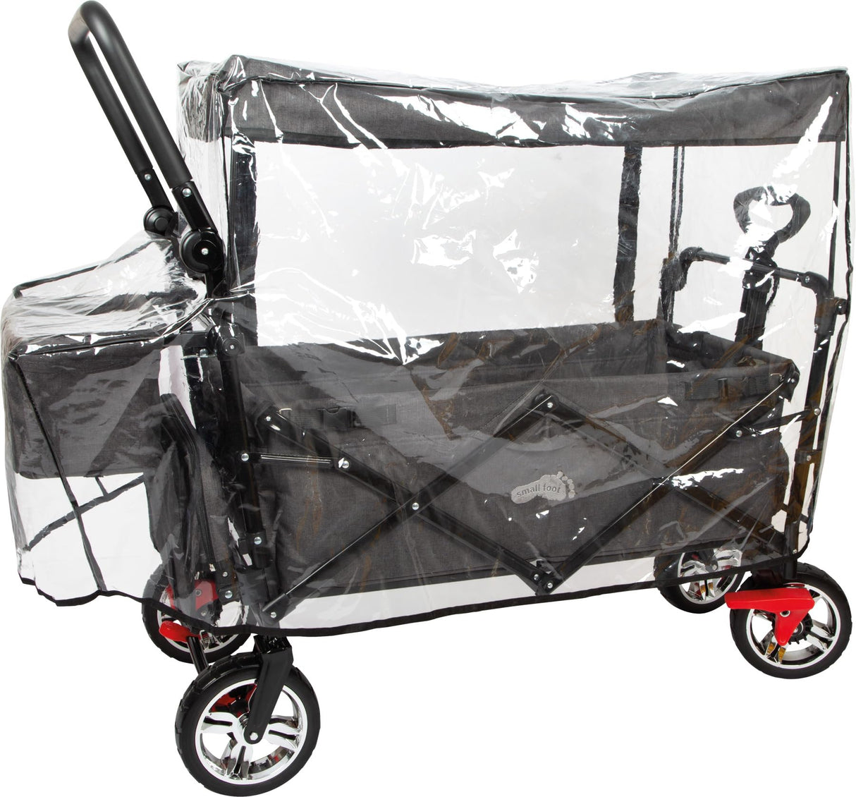Small Foot Carrito Plegable con Techo Desmontable, protección contra Lluvia, Frenos, asa Regulable y máx. 80 kg, 12729, Color Coloured