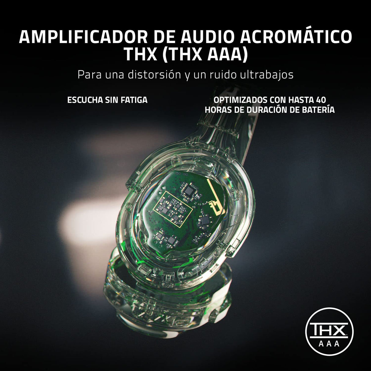 Razer Barracuda Pro - Auriculares inalámbricos para juegos con ANC híbrido (Amplificador Audio Acromático THX, SmartSwitch Dual Wireless, Controladores TriForce 50mm) Negro