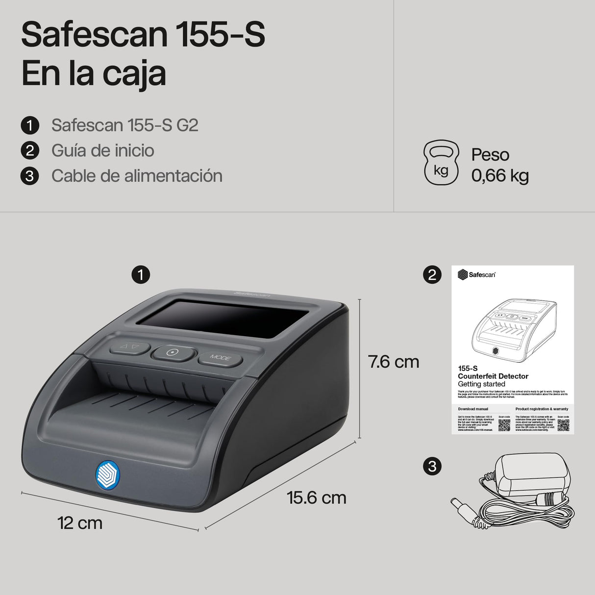 Safescan 155-S Detector de billetes falsos automático para verificar rápidamente billetes - Detector billetes falsos con 7 puntos de detección - Detector de billetes falsos 100% fiable