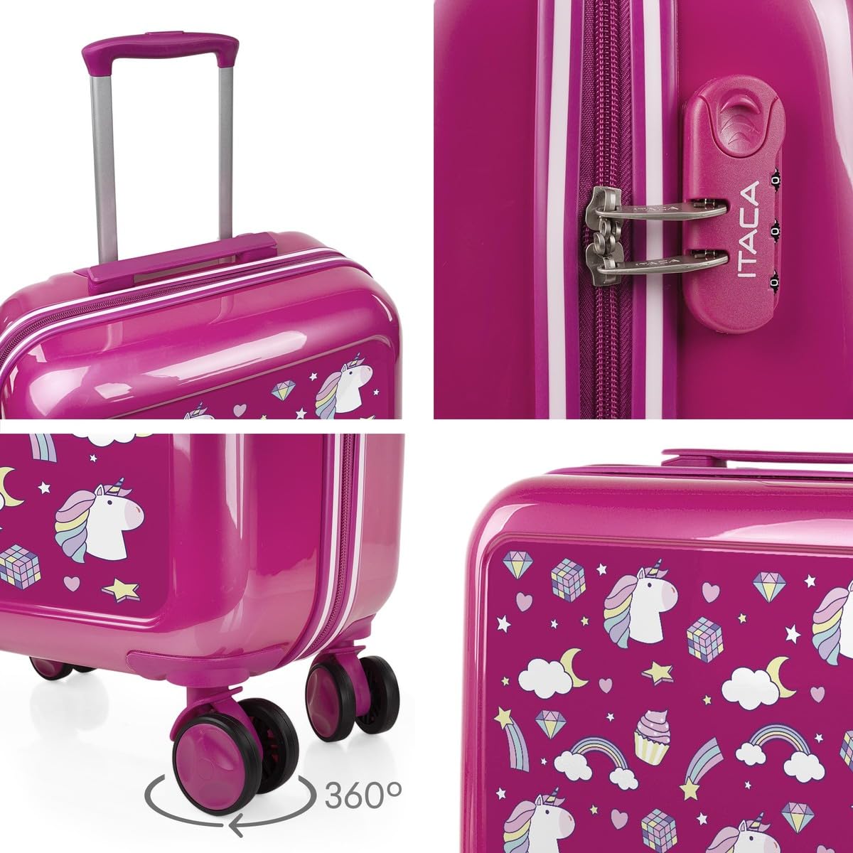 ITACA - Maleta Mediana rígida con 4 Ruedas giratorias, Cierre Seguro Candado de Combinación y diseño Resistente, Apta para 23 Kilos Viajes Largos y escapadas., Fucsia