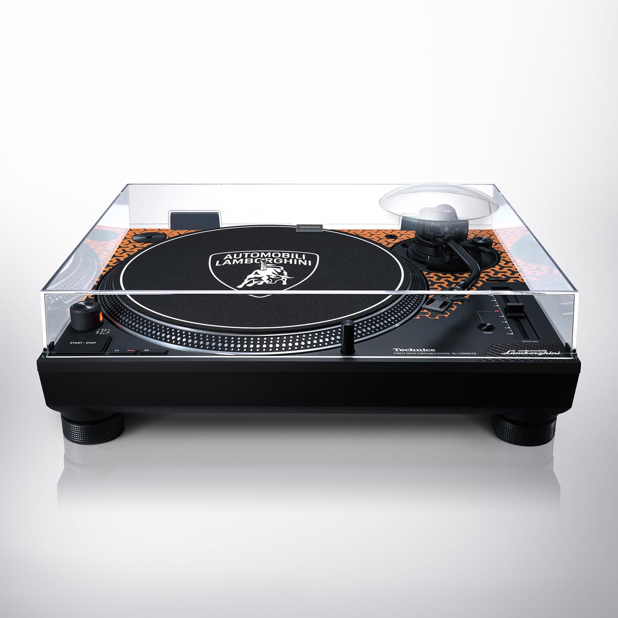 Technics SL-1200M7PED, Sistema De Tocadiscos de Tracción Directa Edición Lamborghini, Motor Sin Núcleo, Reproductor De Vinilos de 3 Velocidades, Iluminador, Naranja