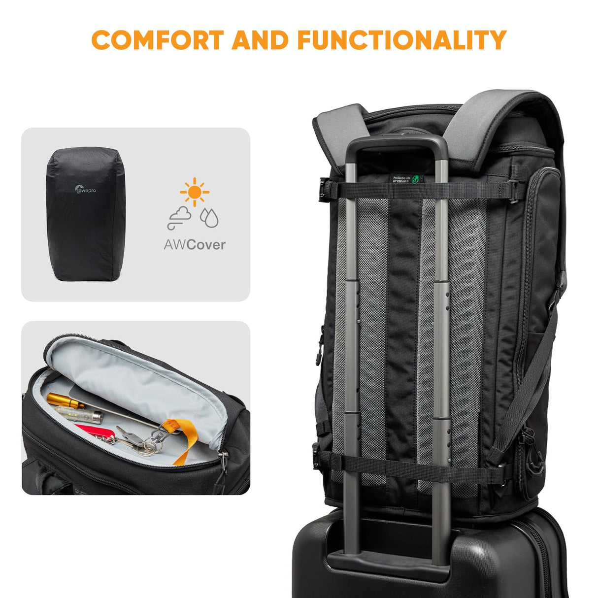 Lowepro ProTactic Lite BP 250 AW III Mochila de Portátil, Acceso Superior y Lateral, Bolsa Profesional Cámara, DSLR/Dron/Sin Espejo, Portátil 16", Cubierta Lluvia, Fotógrafo, Videógrafo, Volumen 30L