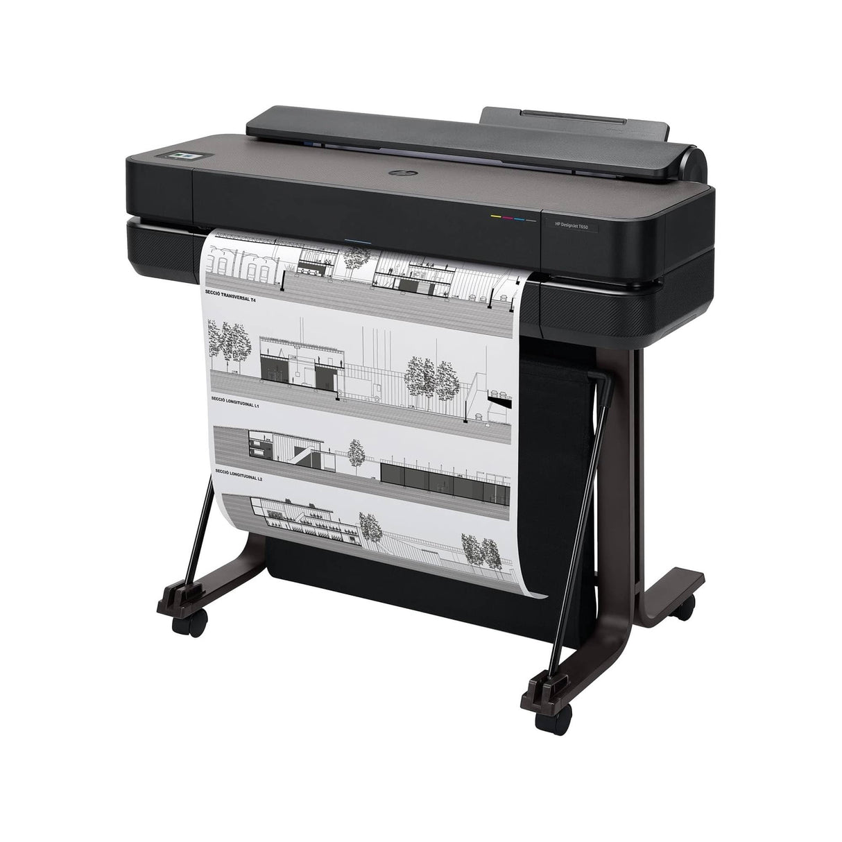 HP DesignJet T650 de 61 cm (5HB08D), Impresora de Gran Formato, Plotter, Estándar A4-A1, 81 impresiones A1/h, Wi-Fi, Ethernet, USB, 2400x1200 dpi, Metal Reciclado, Garantía de 2 Años, HP Click, Negro