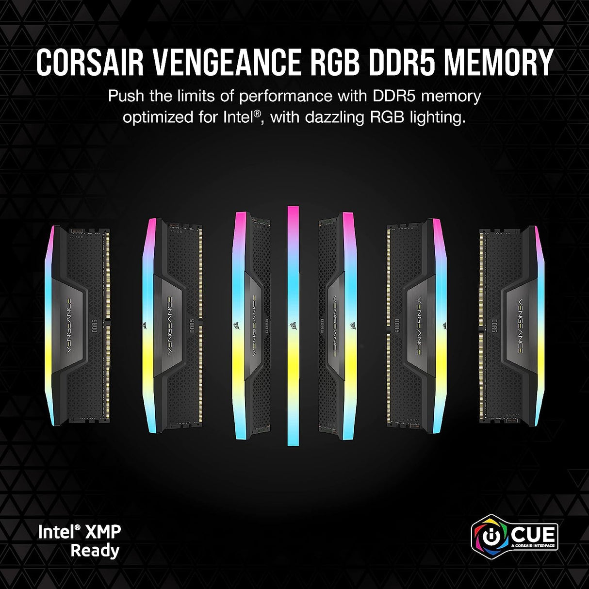 Corsair Memoria de ordenador VENGEANCE RGB DDR5 RAM 32 GB (2 x 16 GB) 7200 MHz CL34 compatible con Intel XMP iCUE, negra (CMH32GX5M2X7200C34)