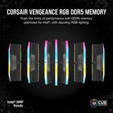 Corsair Memoria de ordenador VENGEANCE RGB DDR5 RAM 32 GB (2 x 16 GB) 7200 MHz CL34 compatible con Intel XMP iCUE, negra (CMH32GX5M2X7200C34)