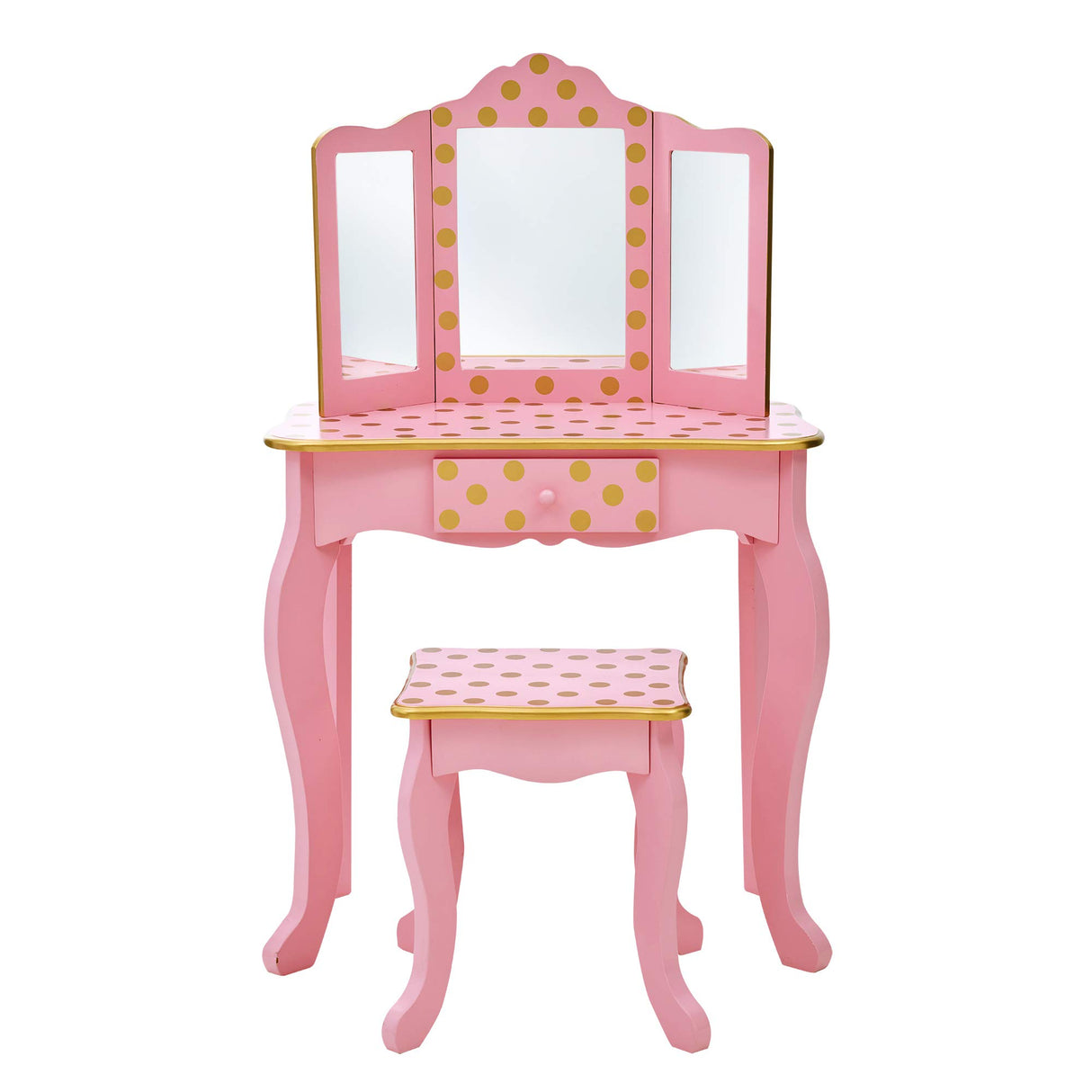 Teamson Kids Mesa de Tocador Rosa de Madera con Espejo y Taburete TD-11670L