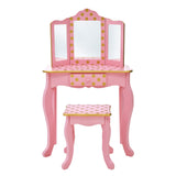 Teamson Kids Mesa de Tocador Rosa de Madera con Espejo y Taburete TD-11670L