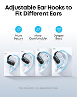 Soundcore Auriculares Open Ear V40i de Anker, Diseño Cristalino, Estuche sin Tapa, 4 Posiciones Ajustables para Cada Tamaño de Oreja, Graves más Ricos, IP55, 21H Reproducción, Llamadas Claras con IA