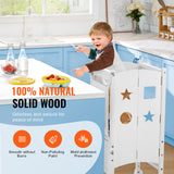 VEVOR Torre de Observación para Niños Carga de 56,75 kg Torre de Aprendizaje Montessori Plegable Madera Maciza Red de Seguridad de 3 Alturas para Niños Pequeños, Dormitorio, Baño, Mostrador, Blanco