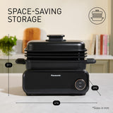 Panasonic NF-GM600 - Olla Multifunción Eléctrica 6 en 1, 1400 W, 40-250 °C, 9 Modos Automáticos, 6 Accesorios Platos, Extractor de Humo, Apta para Lavavajillas, Cable de 2,5 m, Color Negro