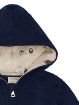 loud + proud Wollfleece mit Kapuze, Gots Zertifiziert Chaqueta de Forro Polar de Lana, Ultramarine, 134-140 Unisex niños