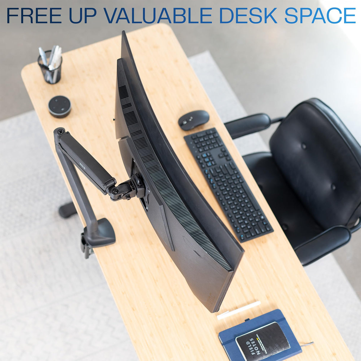 VIVO Soporte de Escritorio articulado de Aluminio Monitor único con Brazo neumático, se Adapta a Pantallas de hasta 32 Pulgadas, STAND-V001Q