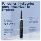 Oral-B iO 5N Cepillos de Dientes Eléctricos (Pack de 2) con Mango Recargable, 2 Cabezales y Estuche de Viaje con Cargador, Diseñado por Braun - Negro y Blanco