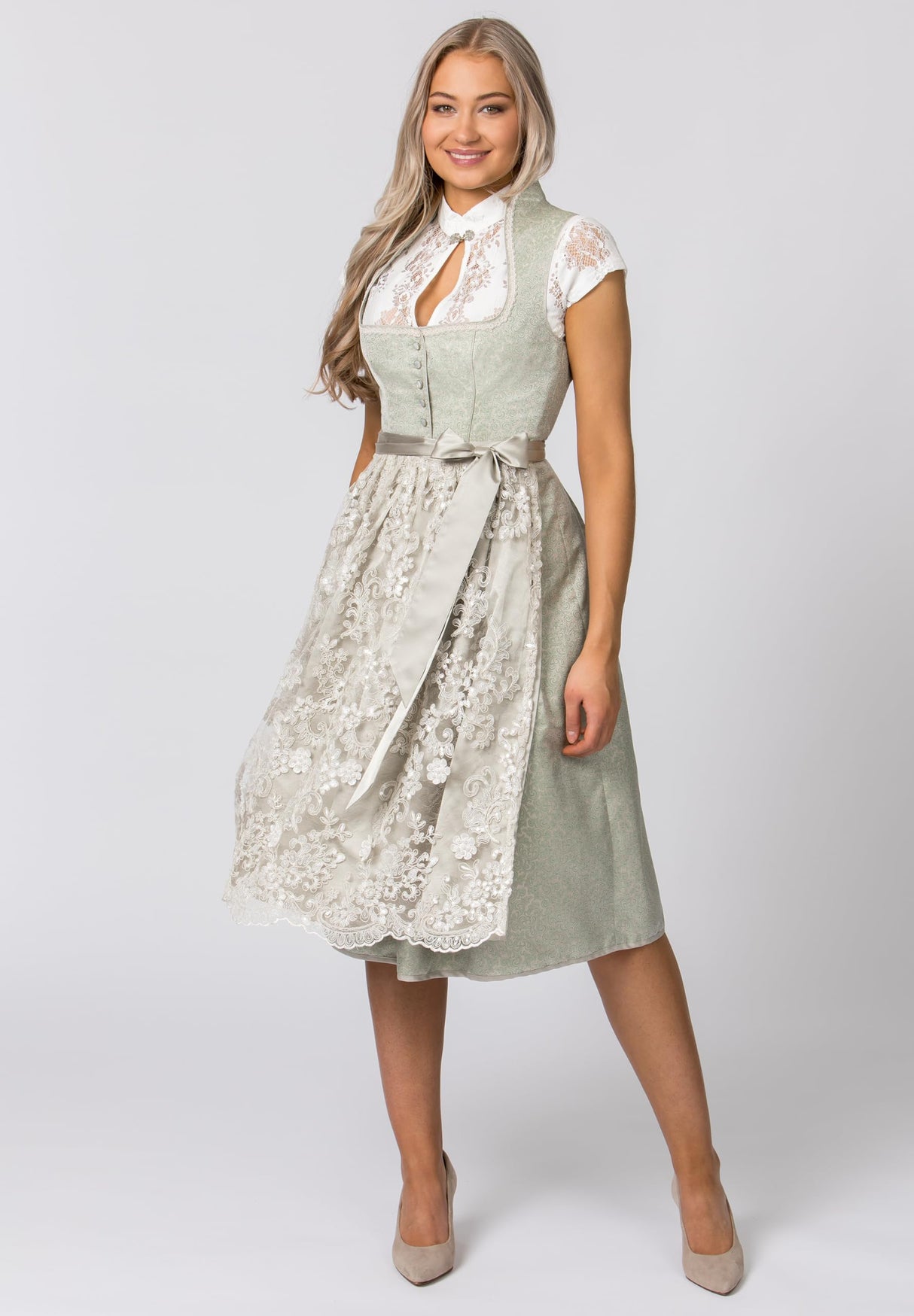 Stockerpoint Dirndl Jane Vestido para ocasión Especial, Salvia, 46 para Mujer