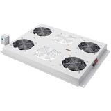 DIGITUS Unidad de ventilador de techo para armario de servidores de la serie Unique, 4x ventilador, termostato, gris (RAL 7035)