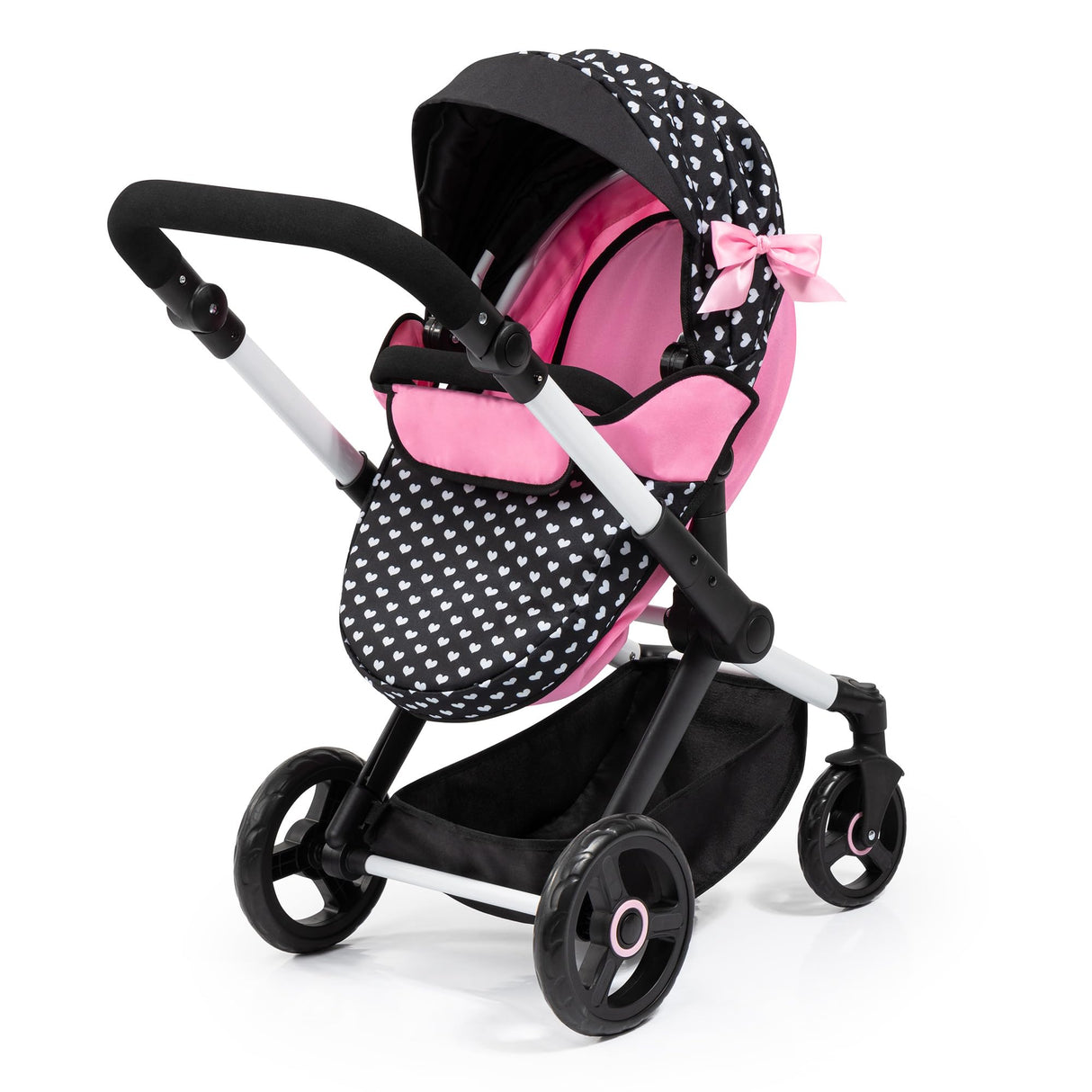 Bayer Design 17060AB Cochecito de muñeca XEO, Convertible, Regulable en Altura, Cuna de Viaje, Bolsa, Saco de Dormir, Accesorios