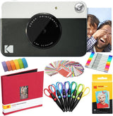 KODAK Printomatic Cámara instantánea (Negro) Paquete de Arte con Papel fotográfico Zink (20 Hojas) y más