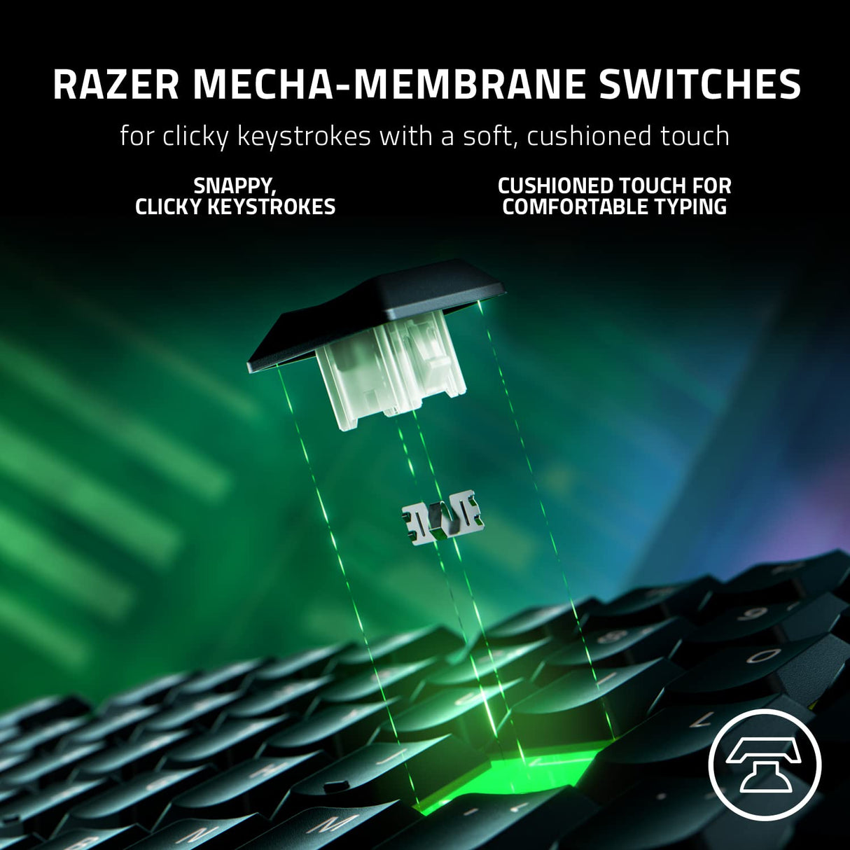 Razer Ornata V3 - Teclado para Juegos de Perfil Bajo (Interruptor Híbrido de Membrana Mecha, Teclas Recubiertas de UV, Reposamuñecas Magnético Suave al Tacto, RGB Chroma) Diseño US, Negro