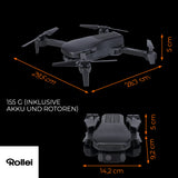 Rollei Fly 80 Combo Drone, transmisión de imagen WiFi en vivo, giroscopio de 6 ejes, cámara Full HD, tiempo de vuelo largo, control de aplicación e incluye servicio remoto