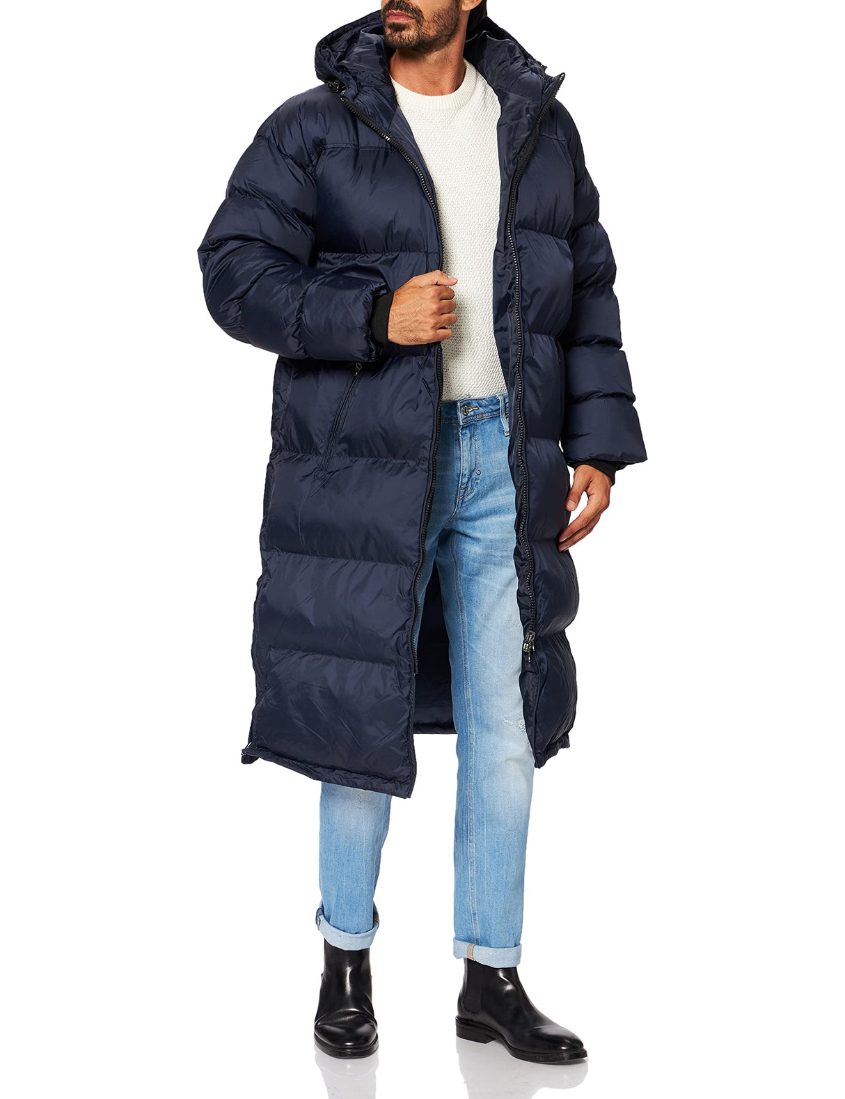 Schott NYC 2190MAX, Chaqueta con Capucha Extra Larga para Unisex adulto, Armada, M