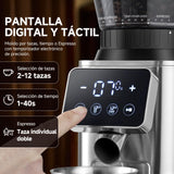 AMZCHEF Molinillo de Café Eléctrico con Soporte Desmontable y Contenedor | Panel Táctil LCD | 24 Regulable de Molido Molinillo de Café con Muelas para Espresso/Drip/Pour Over/Cold Brew/French Press