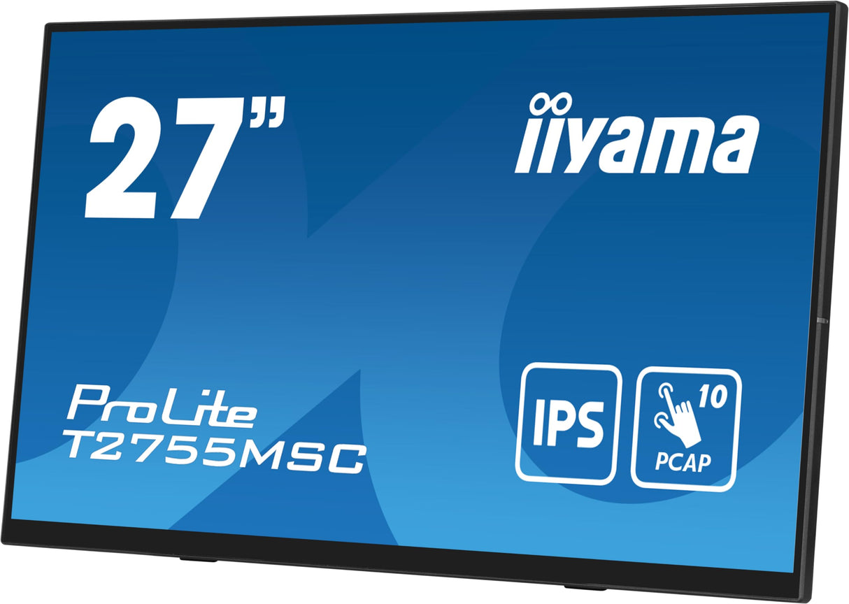 iiyama T2755MSC-B1 27" IPS Bonded PCAP 10P Táctil, 1920x1080, Flat Bezel Free Glass Front, HDMI, Displayport, 360cd/m², USB Hub 2X 3.2, Altavoces, Cámara Web incorporada & Micrófono, Bookstand