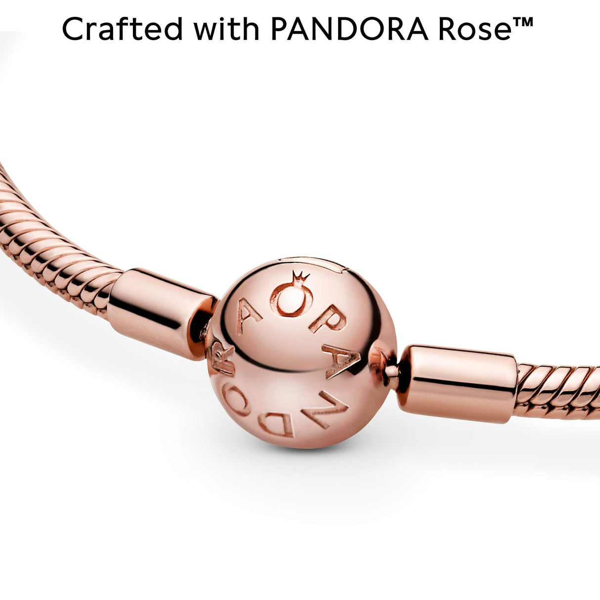 Pandora Icons Pulsera con cadena de serpiente chapada en oro rosa de 14 quilates, 17