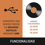 Lenco LS-50 Giradiscos con puerto USB, en carcasa de madera con altavoces integrados y amplificador integrado, 2 x 3 vatios