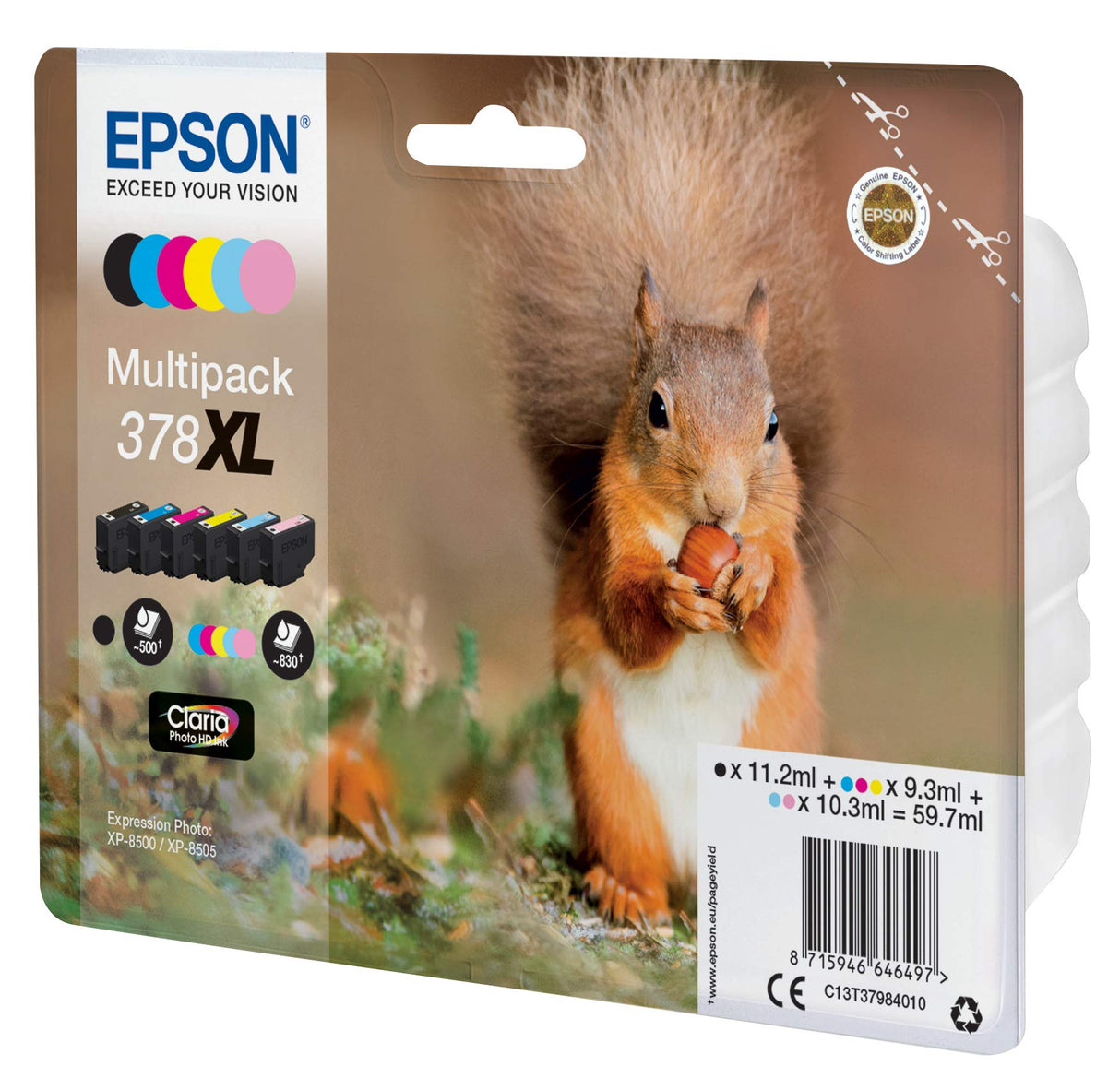 Epson c13t37984010 Cartuchos de Tinta original Pack of 6 válido para EPSON Expression Photo XP-8500 / XP-8505, Ya disponible en Amazon Dash Replenishment, XL