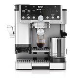 Ninja Luxe Pro Cafetera 3 en 1 para latte, cappuccino, cold brew y espresso con molinillo y espumador de leche integrados, fácil de usar y 5 preajustes automáticos de espuma, plata, ES701EU